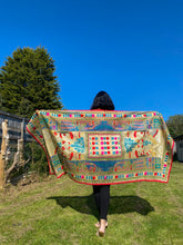 Load image into Gallery viewer, Cream Madhubani Style Handmade Chanderi Cotton Shawl / Throw - B210