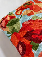 Load image into Gallery viewer, Arctic Blue x Red Floral Cushion Cover | Silk Yarn