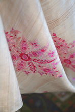 Load image into Gallery viewer, Large Tussar Silk Scarf Made in Kashmir / Lightweight Shawl - Gold &amp; Pink