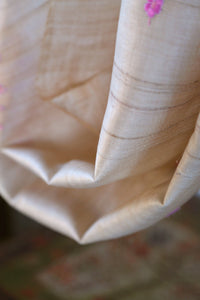 Large Tussar Silk Scarf Made in Kashmir / Lightweight Shawl - Gold & Pink