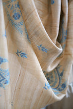 Load image into Gallery viewer, Large Tussar Silk Scarf Made in Kashmir / Lightweight Shawl - Gold &amp; Blue