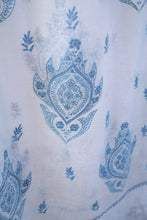 Load image into Gallery viewer, Large Linen Scarf Made in Kashmir / Lightweight Shawl - White &amp; Blue