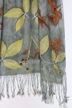 Load image into Gallery viewer, Aqua Botanical Print Scarf | Indigenous Cotton | Handwoven &amp; Naturally Dyed - 0001A-SY-HT