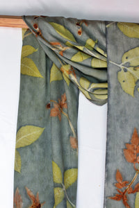 Aqua Botanical Print Scarf | Indigenous Cotton | Handwoven & Naturally Dyed - 0001A-SY-HT