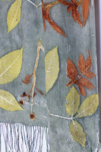 Aqua Botanical Print Scarf | Indigenous Cotton | Handwoven & Naturally Dyed - 0001A-SY-HT
