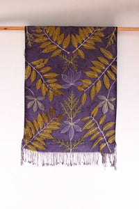 Purple Botanical Print Scarf | Indigenous Cotton | Handwoven & Naturally Dyed - 0009A-SY-HT