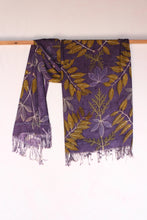 Load image into Gallery viewer, Purple Botanical Print Scarf | Indigenous Cotton | Handwoven &amp; Naturally Dyed - 0009A-SY-HT