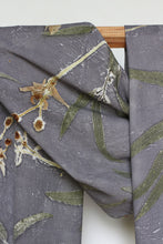 Load image into Gallery viewer, Grey Botanical Print Scarf | Indigenous Cotton | Handwoven &amp; Naturally Dyed - 0008B-SY-HT