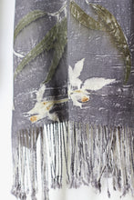 Load image into Gallery viewer, Grey Botanical Print Scarf | Indigenous Cotton | Handwoven &amp; Naturally Dyed - 0008B-SY-HT