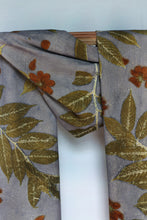 Load image into Gallery viewer, Grey Botanical Print Scarf | Indigenous Cotton | Handwoven &amp; Naturally Dyed - 0008A-SY-HT