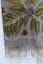Load image into Gallery viewer, Grey Botanical Print Scarf | Indigenous Cotton | Handwoven &amp; Naturally Dyed - 0008A-SY-HT