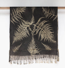 Load image into Gallery viewer, Dark Cocoa Botanical Print Scarf | Indigenous Cotton | Handwoven &amp; Naturally Dyed - 0011A-SY-HT