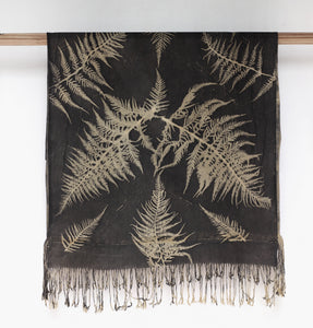 Dark Cocoa Botanical Print Scarf | Indigenous Cotton | Handwoven & Naturally Dyed - 0011A-SY-HT
