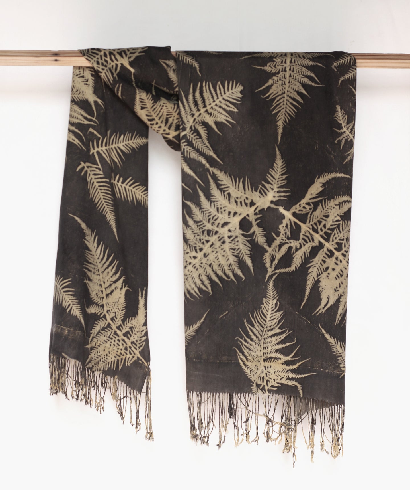 Dark Cocoa Botanical Print Scarf | Indigenous Cotton | Handwoven & Naturally Dyed - 0011A-SY-HT
