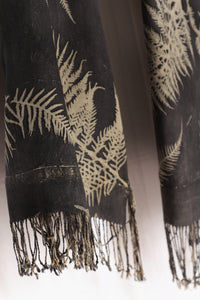 Dark Cocoa Botanical Print Scarf | Indigenous Cotton | Handwoven & Naturally Dyed - 0011A-SY-HT