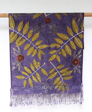 Load image into Gallery viewer, Purple Botanical Print Scarf | Indigenous Cotton | Handwoven &amp; Naturally Dyed - 0009B-SY-HT