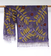 Load image into Gallery viewer, Purple Botanical Print Scarf | Indigenous Cotton | Handwoven &amp; Naturally Dyed - 0009B-SY-HT