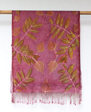 Load image into Gallery viewer, Purple Botanical Print Scarf | Indigenous Cotton | Handwoven &amp; Naturally Dyed - 0012F-SY-HT