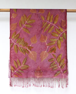 Purple Botanical Print Scarf | Indigenous Cotton | Handwoven & Naturally Dyed - 0012F-SY-HT