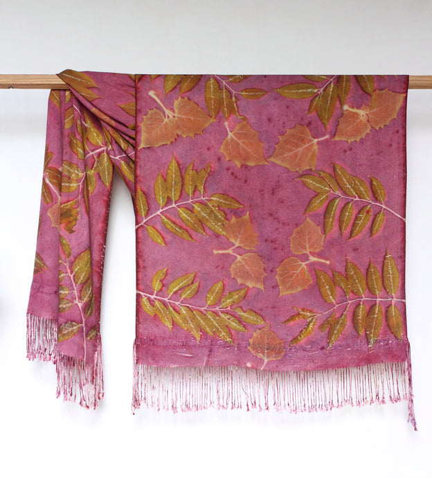 Purple Botanical Print Scarf | Indigenous Cotton | Handwoven & Naturally Dyed - 0012F-SY-HT
