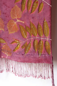 Purple Botanical Print Scarf | Indigenous Cotton | Handwoven & Naturally Dyed - 0012F-SY-HT