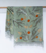 Load image into Gallery viewer, Aqua Botanical Print Scarf | Indigenous Cotton | Handwoven &amp; Naturally Dyed - 0001C-SY-HT
