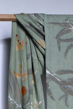 Load image into Gallery viewer, Aqua Botanical Print Scarf | Indigenous Cotton | Handwoven &amp; Naturally Dyed - 0001C-SY-HT