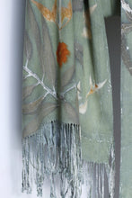 Load image into Gallery viewer, Aqua Botanical Print Scarf | Indigenous Cotton | Handwoven &amp; Naturally Dyed - 0001C-SY-HT