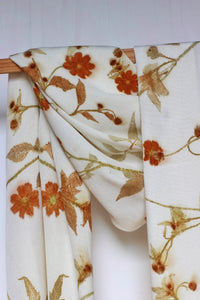 White Botanical Print Scarf | Indigenous Cotton | Handwoven & Naturally Dyed - 0020B-SY-HT