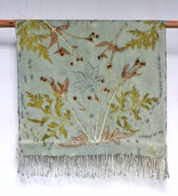 Load image into Gallery viewer, Aqua Botanical Print Scarf | Indigenous Cotton | Handwoven &amp; Naturally Dyed - 0001B-SY-HT