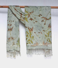 Load image into Gallery viewer, Aqua Botanical Print Scarf | Indigenous Cotton | Handwoven &amp; Naturally Dyed - 0001B-SY-HT