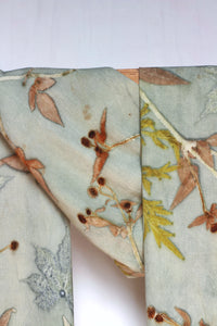 Aqua Botanical Print Scarf | Indigenous Cotton | Handwoven & Naturally Dyed - 0001B-SY-HT