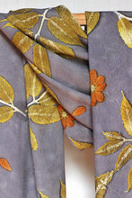 Load image into Gallery viewer, Light Grey Botanical Print Scarf | Indigenous Cotton | Handwoven &amp; Naturally Dyed - 0007A-SY-HT