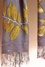 Load image into Gallery viewer, Light Grey Botanical Print Scarf | Indigenous Cotton | Handwoven &amp; Naturally Dyed - 0007A-SY-HT