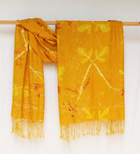 Load image into Gallery viewer, Orange Botanical Print Scarf | Indigenous Cotton | Handwoven &amp; Naturally Dyed - 0010E-SY-HT