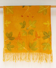 Load image into Gallery viewer, Orange Botanical Print Scarf | Indigenous Cotton | Handwoven &amp; Naturally Dyed - 0010D-SY-HT