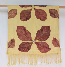 Load image into Gallery viewer, Yellow Botanical Print Scarf | Indigenous Cotton | Handwoven &amp; Naturally Dyed - 0004B-SY-HT