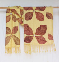 Load image into Gallery viewer, Yellow Botanical Print Scarf | Indigenous Cotton | Handwoven &amp; Naturally Dyed - 0004B-SY-HT
