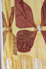 Load image into Gallery viewer, Yellow Botanical Print Scarf | Indigenous Cotton | Handwoven &amp; Naturally Dyed - 0004B-SY-HT