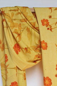 Yellow Botanical Print Scarf | Indigenous Cotton | Handwoven & Naturally Dyed - 0004A-SY-HT