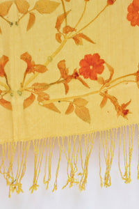 Yellow Botanical Print Scarf | Indigenous Cotton | Handwoven & Naturally Dyed - 0004A-SY-HT
