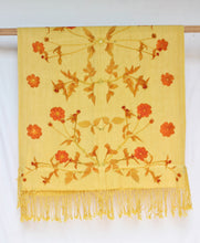 Load image into Gallery viewer, Yellow Botanical Print Scarf | Indigenous Cotton | Handwoven &amp; Naturally Dyed - 0004A-SY-HT