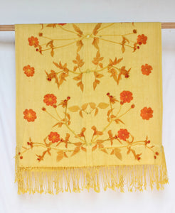 Yellow Botanical Print Scarf | Indigenous Cotton | Handwoven & Naturally Dyed - 0004A-SY-HT