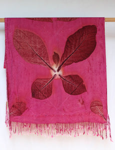 Pink Fanta Botanical Print Scarf | Indigenous Cotton | Handwoven & Naturally Dyed - 0016A-SY-HT