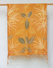 Load image into Gallery viewer, Orange Botanical Print Scarf | Indigenous Cotton | Handwoven &amp; Naturally Dyed - 0010C-SY-HT