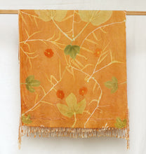 Load image into Gallery viewer, Orange Botanical Print Scarf | Indigenous Cotton | Handwoven &amp; Naturally Dyed - 0010B-SY-HT
