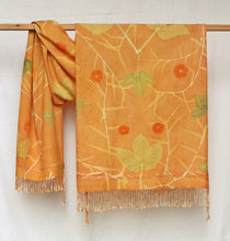 Load image into Gallery viewer, Orange Botanical Print Scarf | Indigenous Cotton | Handwoven &amp; Naturally Dyed - 0010B-SY-HT