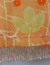 Load image into Gallery viewer, Orange Botanical Print Scarf | Indigenous Cotton | Handwoven &amp; Naturally Dyed - 0010B-SY-HT