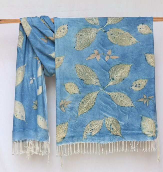 Botanical Print Scarf | Indigenous Cotton | Handwoven & Naturally Dyed - 0014B-SY-HT