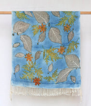 Load image into Gallery viewer, Light Blue Botanical Print Scarf | Indigenous Cotton | Handwoven &amp; Naturally Dyed - 0014A-SY-HT